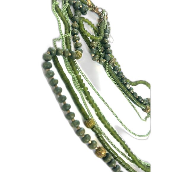 Multi strand Green Beaded Long Necklace New without tag - Picture 3 of 6